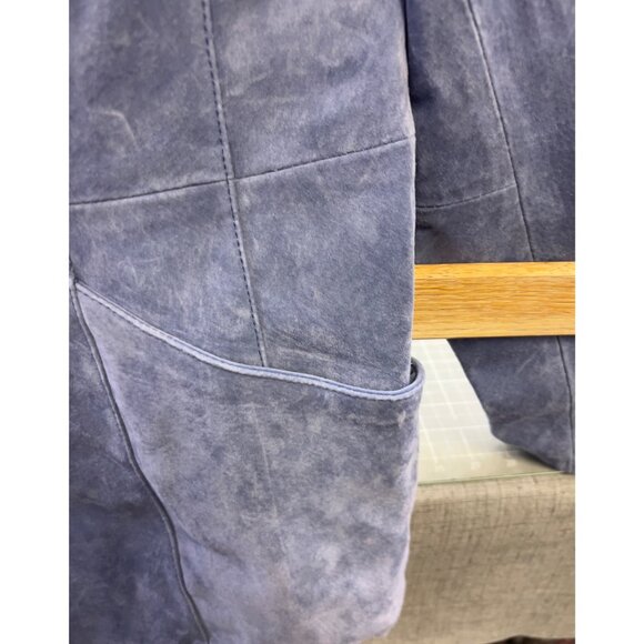 Dialogue Women’s Suede Leather Blazer Jacket Periwinkle Sz. M Washable New - Picture 6 of 6